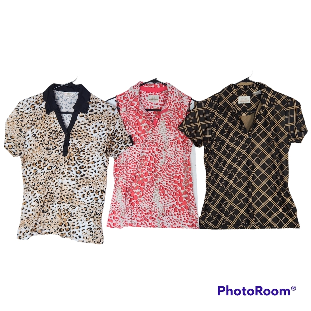 Bundle Of 3 Monterey Club & E P Pro Tour Tech Women's Golf Polo Shirts S & S/P